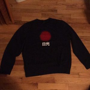 H&M Rising Sun Velvet Print Japanese Text Sweater